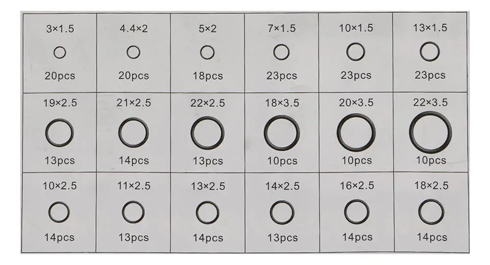 279 шт./кор. 18 размеров уплотнительное кольцо набор метрических уплотнительных