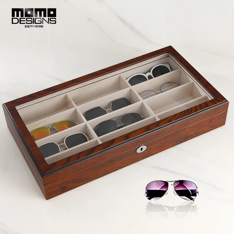 Wood 12 Piece Sunglasses Storage Box and Eyeglasses Display Glass Top Window Key Lockable Case Organizer,Black
Wood 12 Piece Sunglasses Storage Box and Eyeglasses Display Glass Top Window Key Lockable Case Organizer,Black