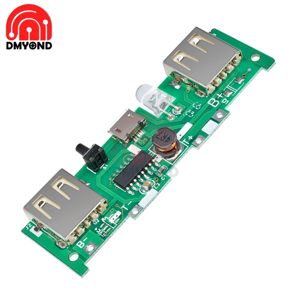 

DC 5V 1A 2A Mobile Power Bank Charger Control Board Micro USB Polymer Lithium Battery Charging Board DIY Step Up Boost Module