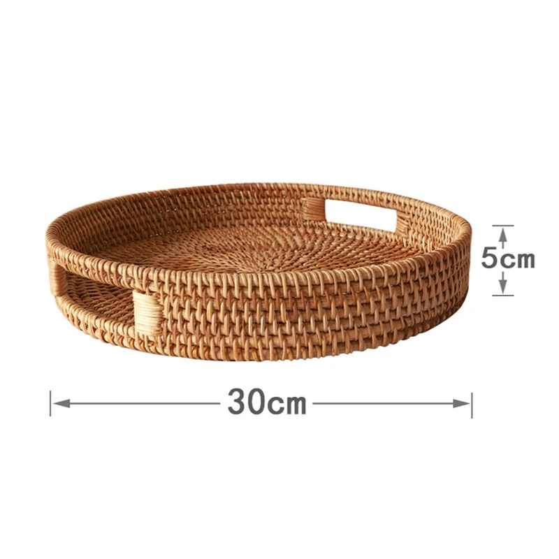 1pc Round Rattan Storage Tray Handwoven Wicker Basket Bread Snack Food Plate Fruit Cake Platter Dinner Serving Tray with Handle
1pc Round Rattan Storage Tray Handwoven Wicker Basket Bread Snack Food Plate Fruit Cake Platter Dinner Serving Tray with Handle