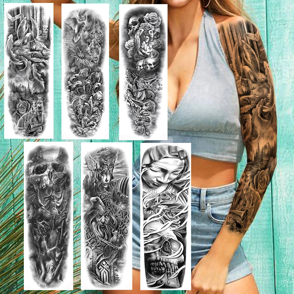 Black Angle Fox Wolf Temporary Tattoos Fake Death Skull Warrior Buddha Sleeve Tatoo Sticker For Men Boys Full Arm Body Art Tatoo
Black Angle Fox Wolf Temporary Tattoos Fake Death Skull Warrior Buddha Sleeve Tatoo Sticker For Men Boys Full Arm Body Art Tatoo