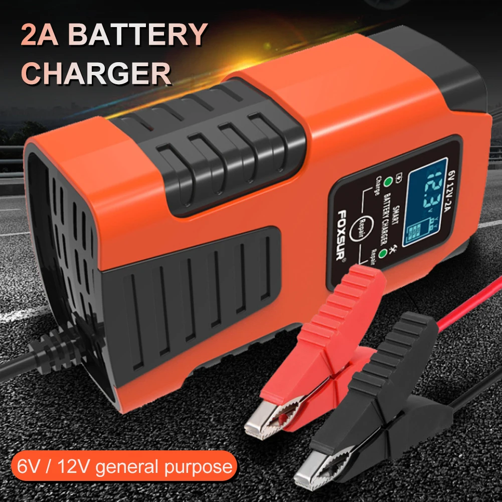 2A Fully Automatic Smart Charger Car Motorcycle 6V 12V Lead Acid Battery Charger Battery Maintainer 3-Stage Battery Desulfator
2A Fully Automatic Smart Charger Car Motorcycle 6V 12V Lead Acid Battery Charger Battery Maintainer 3-Stage Battery Desulfator
