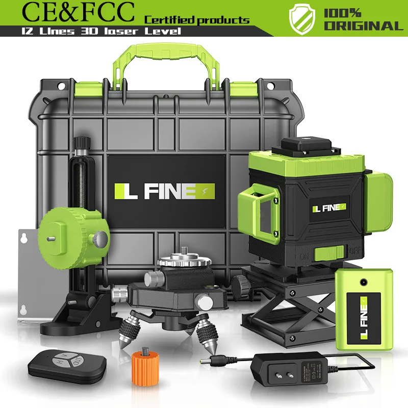 16/12 Lines 360 Laser Level Self-leveling Green Beam Laser Horizontal Vertical Cross Line With 2 Li-ion Battery Hard Carry Case
16/12 Lines 360 Laser Level Self-leveling Green Beam Laser Horizontal Vertical Cross Line With 2 Li-ion Battery Hard Carry Case