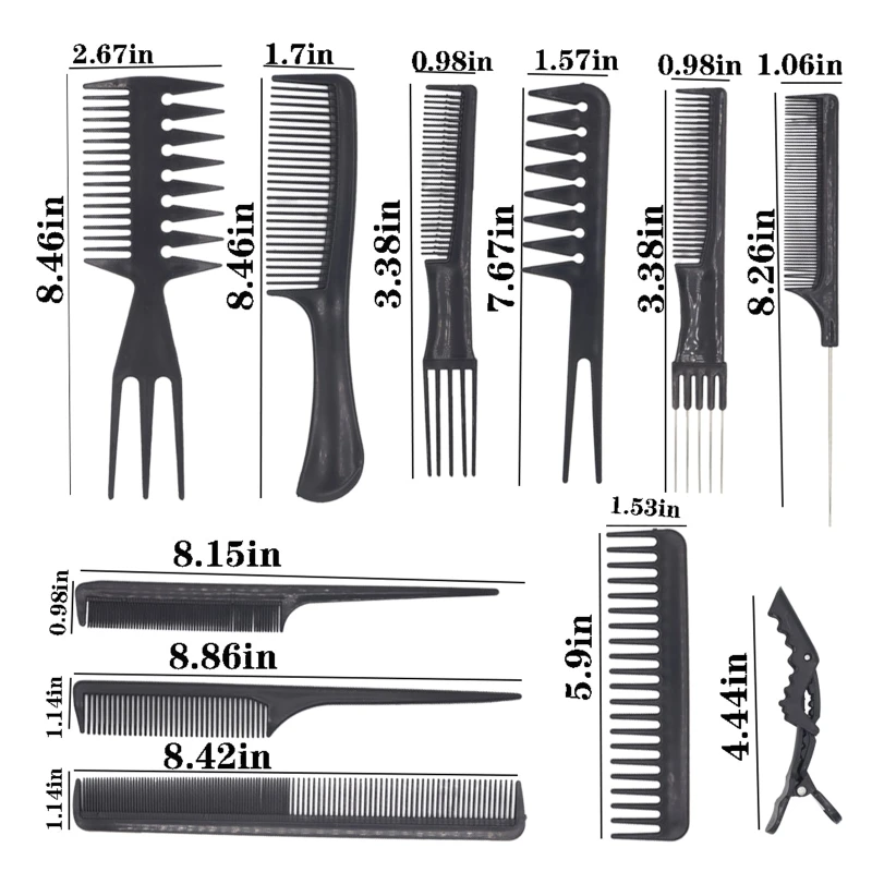 10 Pieces Hair Combs with Crocodile Clips Salon Barber Making Hair Style Tools Professional Styling Comb Set
10 Pieces Hair Combs with Crocodile Clips Salon Barber Making Hair Style Tools Professional Styling Comb Set