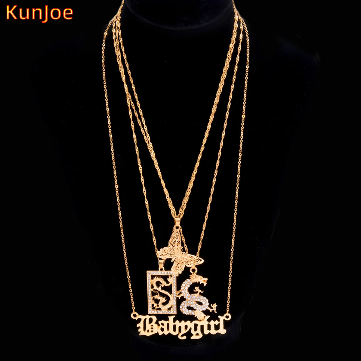 KunJoe Golden Crystal Butterfly Dragon Pendants Multilayer Necklace For Women Baby Girl Letters Choker Chain Punk Shiny Jewelry
KunJoe Golden Crystal Butterfly Dragon Pendants Multilayer Necklace For Women Baby Girl Letters Choker Chain Punk Shiny Jewelry