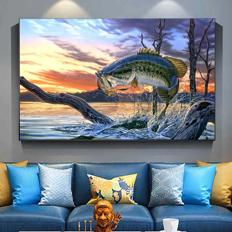 Jumping Largemouth Bass Fish Canvas Oil Painting On Wall Art Poster And Prints Lake Animal Picture Modern Home Decoration
Jumping Largemouth Bass Fish Canvas Oil Painting On Wall Art Poster And Prints Lake Animal Picture Modern Home Decoration
