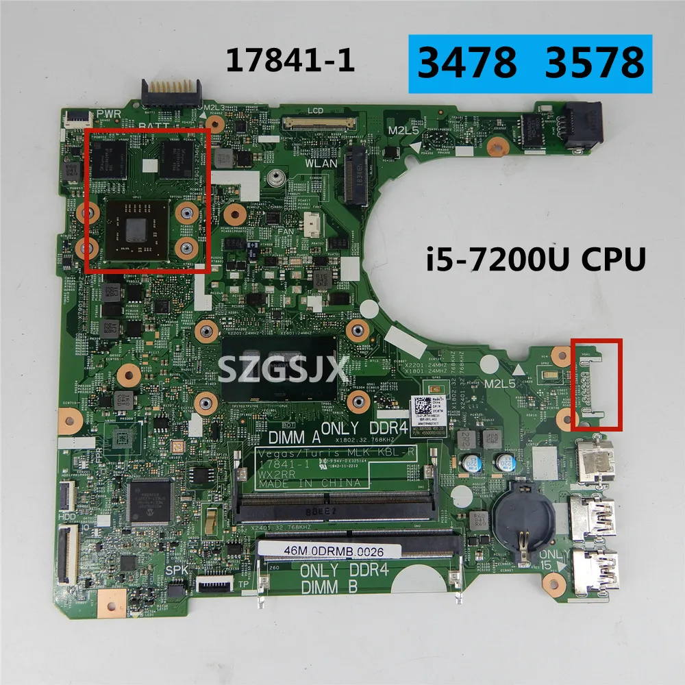 Материнская плата 17841-1 для ноутбука DELL 3478 3578 с процессором SR342 i5-7200U, 100% хорошо работает
Материнская плата 17841-1 для ноутбука DELL 3478 3578 с процессором SR342 i5-7200U, 100% хорошо работает