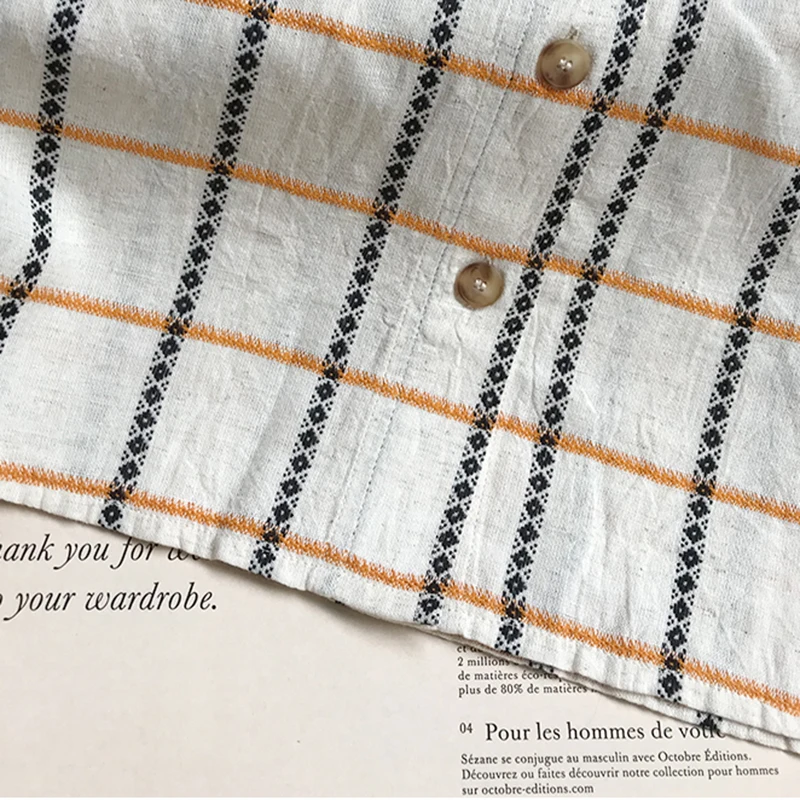 2021 Summer Vintage Shirt Women Cotton Linen Plaid Turn-down Collar Blouse Female Short Sleeve Buttons Causal Shirt Tops Mujer
2021 Summer Vintage Shirt Women Cotton Linen Plaid Turn-down Collar Blouse Female Short Sleeve Buttons Causal Shirt Tops Mujer