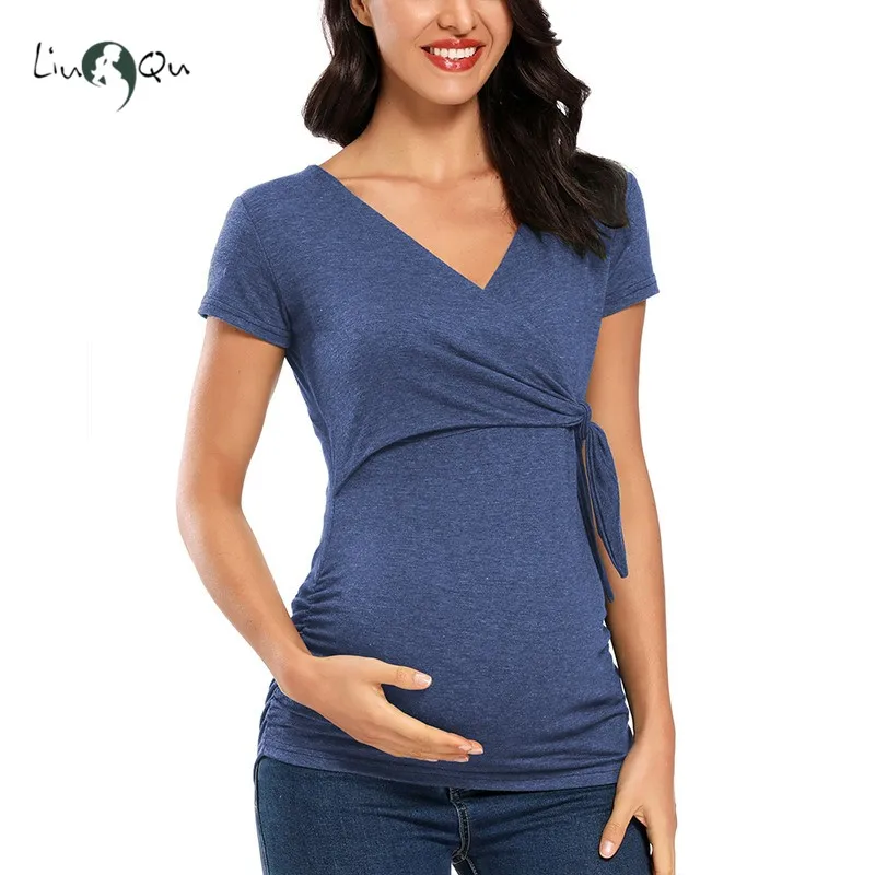 Women Breastfeeding Tees Maternity Summer Short Sleeve Tops Pregnancy Wrap Nursing Top Ladies Elegant T-shirts for Pregnant
Women Breastfeeding Tees Maternity Summer Short Sleeve Tops Pregnancy Wrap Nursing Top Ladies Elegant T-shirts for Pregnant