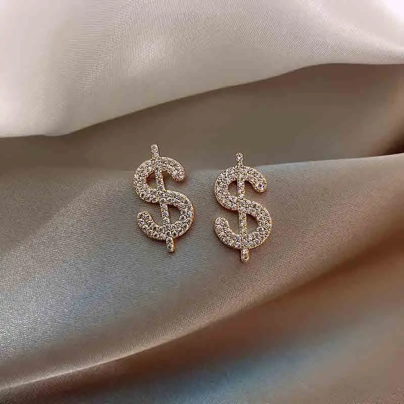2021 New Korean Dollar Sign Women Earrings Rhinestone Alloy Temperament Trendy Ladies Earrings Fashion Gift Jewelry
2021 New Korean Dollar Sign Women Earrings Rhinestone Alloy Temperament Trendy Ladies Earrings Fashion Gift Jewelry