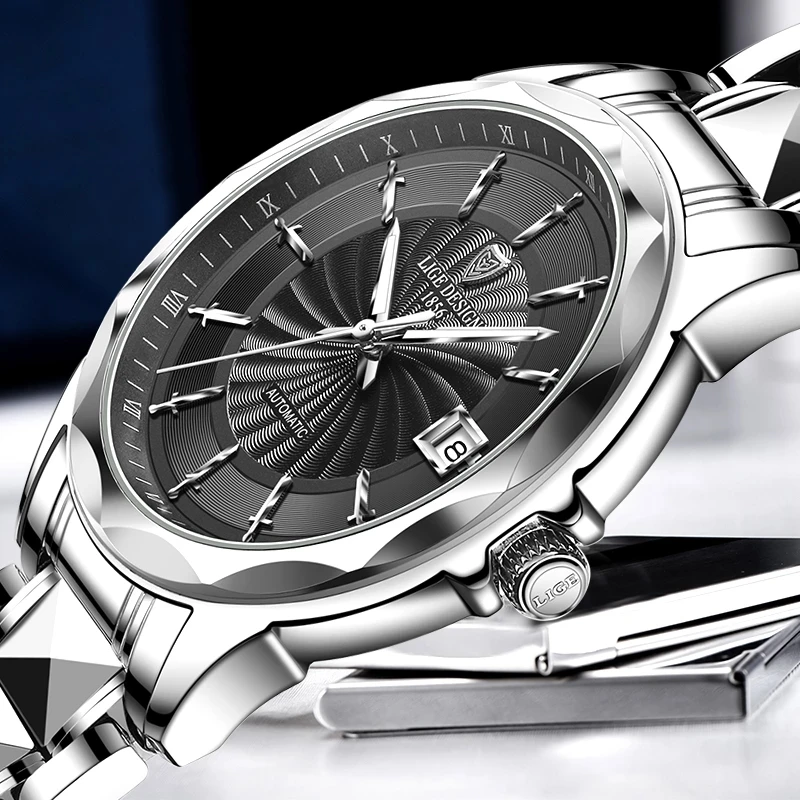 LIGE Fashion Sapphire Mirror Automatic Watch Men Brand Luxury Tungsten Steel Mechanical Watch Sport 50m Waterproof Men Watches
LIGE Fashion Sapphire Mirror Automatic Watch Men Brand Luxury Tungsten Steel Mechanical Watch Sport 50m Waterproof Men Watches