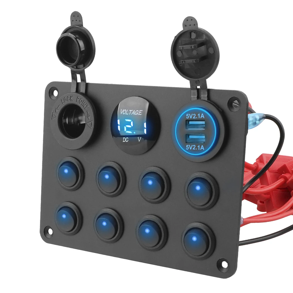 8 Gang LED Rocker Switch Panel Dual USB Port 12-24V Cigarette Light Waterproof Circuit Digital Voltmeter For Marine Car Truck
8 Gang LED Rocker Switch Panel Dual USB Port 12-24V Cigarette Light Waterproof Circuit Digital Voltmeter For Marine Car Truck