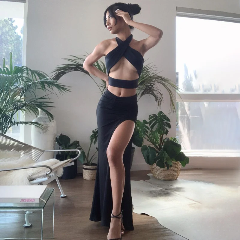 Aoshiya Side High Split Sexy Two Pieces Dress Women 2021 Sleeveless Backless Halter Party Summer Dresses Black Clubwear Vestidos
Aoshiya Side High Split Sexy Two Pieces Dress Women 2021 Sleeveless Backless Halter Party Summer Dresses Black Clubwear Vestidos