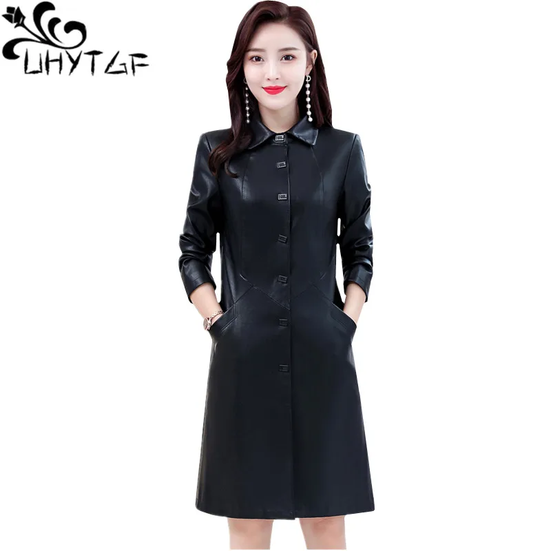 UHYTGF Fashion womens autumn leather jacket Pure color wild casual plus size leather Windbreaker coats Slim female long tops 414
UHYTGF Fashion womens autumn leather jacket Pure color wild casual plus size leather Windbreaker coats Slim female long tops 414