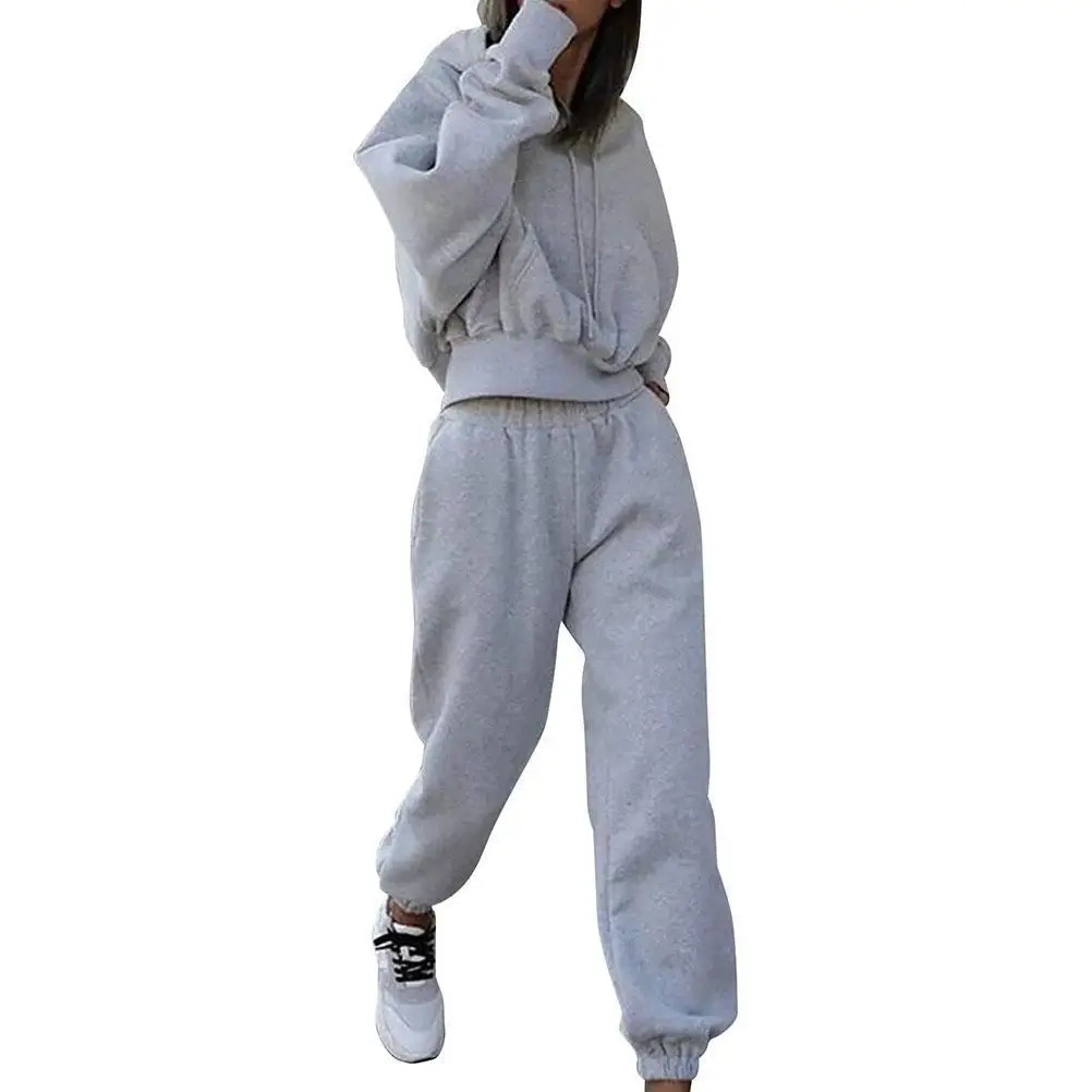 Solid Tracksuit Women Two Piece Set Crop Top Hooded Sweatshirt Pants Outfits Female Casual Woman Jogger Sport Running Gym Suit
Solid Tracksuit Women Two Piece Set Crop Top Hooded Sweatshirt Pants Outfits Female Casual Woman Jogger Sport Running Gym Suit