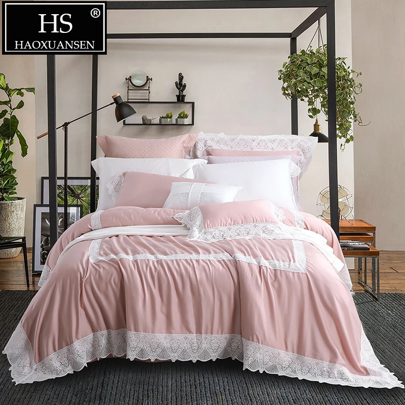 1000 Thread Count Pale Mauve Lace 4 Piece Bedding Sets 100% Tencel Lyocell Princess Wedding Bed Linen Set Queen King Size
1000 Thread Count Pale Mauve Lace 4 Piece Bedding Sets 100% Tencel Lyocell Princess Wedding Bed Linen Set Queen King Size