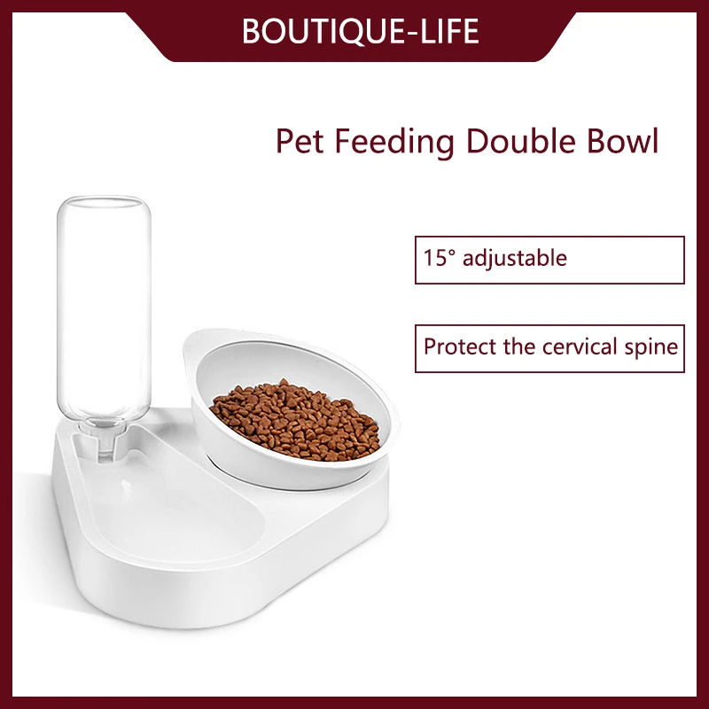 Pet Food Double Bowl Feeders For Dog Automatic Water Fountain Interactive Products 15° Ajustable 600ml Large Capacity White
Pet Food Double Bowl Feeders For Dog Automatic Water Fountain Interactive Products 15° Ajustable 600ml Large Capacity White