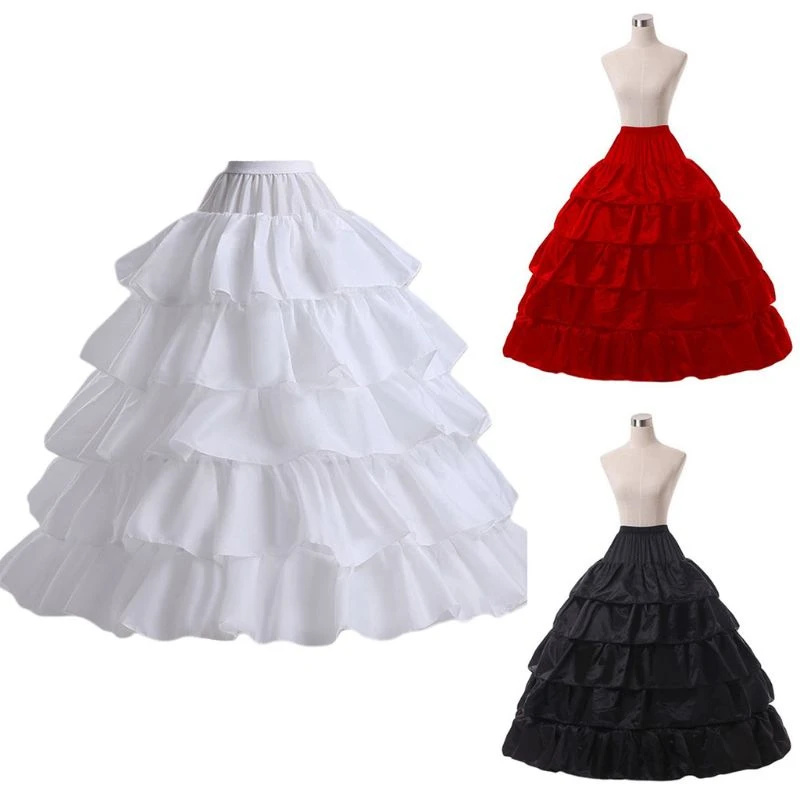 

Bridal Dress Petticoat Crinoline Underskirt Wedding Prom Dress Petticoat Hoop 4-Bones 5-Layer Lotus leaves White Vintage Slips