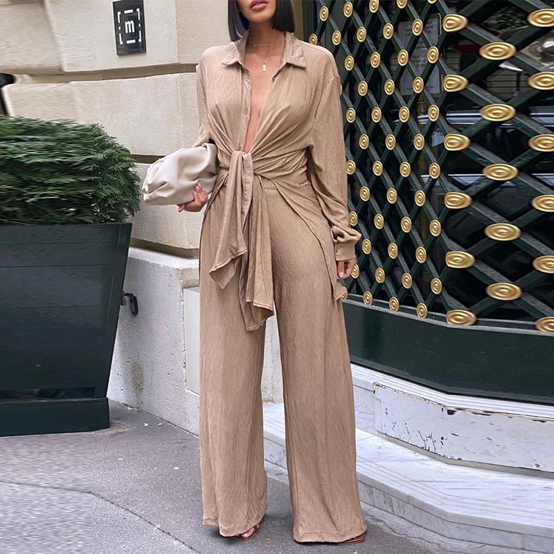 2022 Casual Wide Leg Pant Ladies Outfits Autumn Floral Printed Tie-up Long Sleeve Tops & Long Pants Suits Elegant Women 2Pc Sets
2022 Casual Wide Leg Pant Ladies Outfits Autumn Floral Printed Tie-up Long Sleeve Tops & Long Pants Suits Elegant Women 2Pc Sets