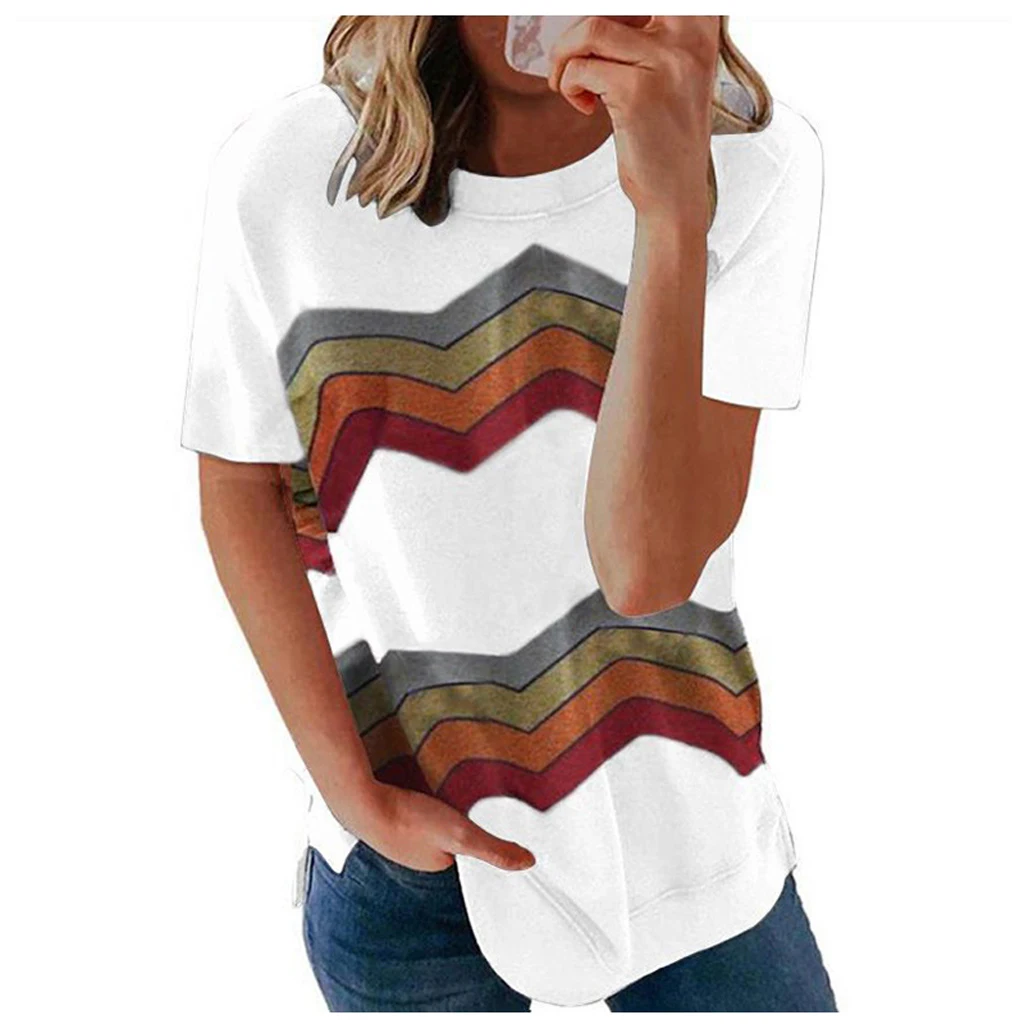 2021 Tshirt Women Short Sleeve Rainbow Striped Harajuku Short-sleeved Tide T-shirt Female Shirt Casual Harajuku Clothing Top
2021 Tshirt Women Short Sleeve Rainbow Striped Harajuku Short-sleeved Tide T-shirt Female Shirt Casual Harajuku Clothing Top