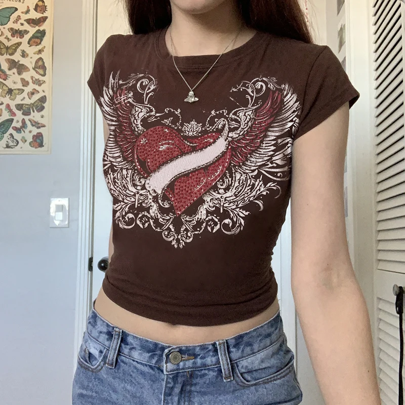 Grunge Print CuteT-shirts Tops Summer Women Pullover Kawaii Graphic T Shirts Vintage Aesthetic Short Sleeve Cropped Tees
Grunge Print CuteT-shirts Tops Summer Women Pullover Kawaii Graphic T Shirts Vintage Aesthetic Short Sleeve Cropped Tees