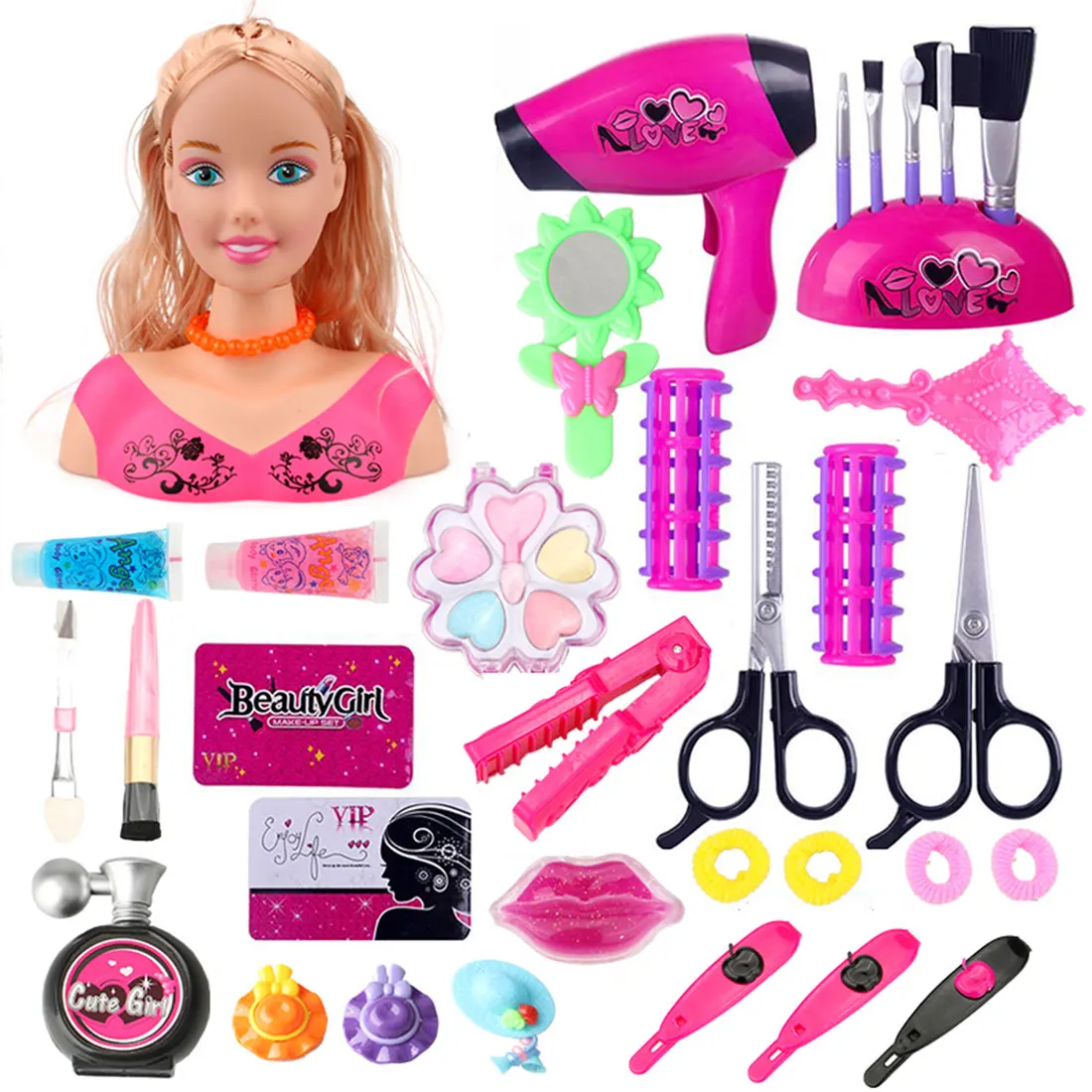 34Pcs 24 x 14 x 18cm Child Makeup Pretend Playset Styling Head Doll Hairstyle Beauty Toy with Hair Dryer Birthday Gift For Girl
34Pcs 24 x 14 x 18cm Child Makeup Pretend Playset Styling Head Doll Hairstyle Beauty Toy with Hair Dryer Birthday Gift For Girl