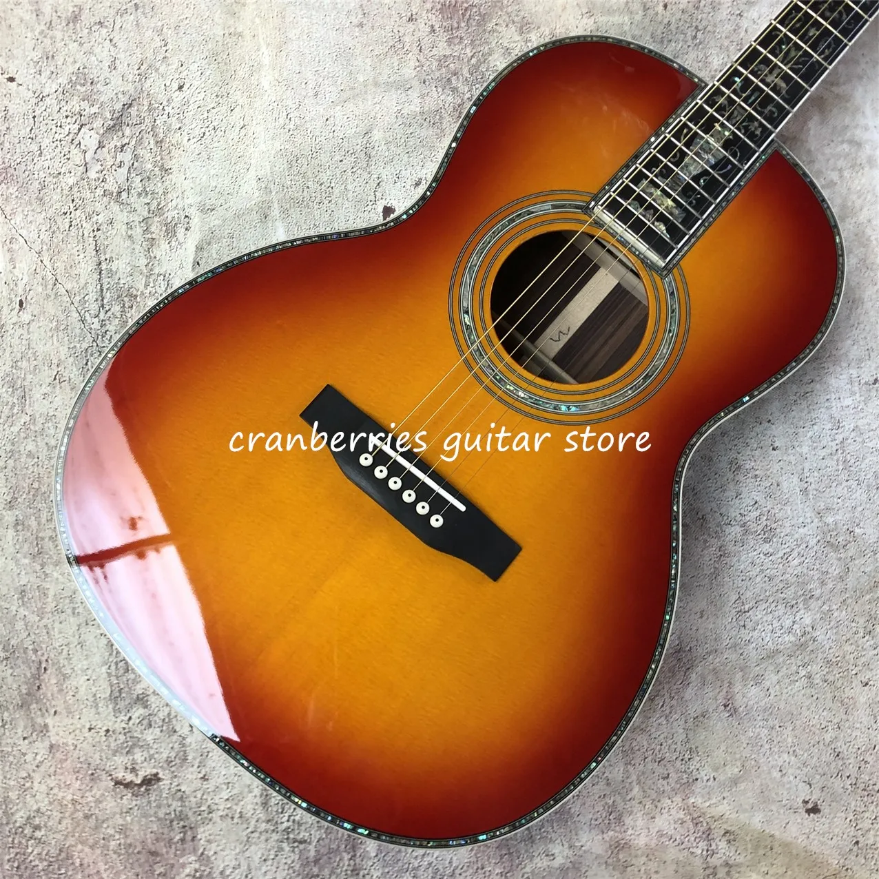 

Custom Guitar,39 inches Solid Spruce Top Acoustic Guitarr,Real Abalone Inlay,Classical Headstock,Rosewood Back,Free Shipping