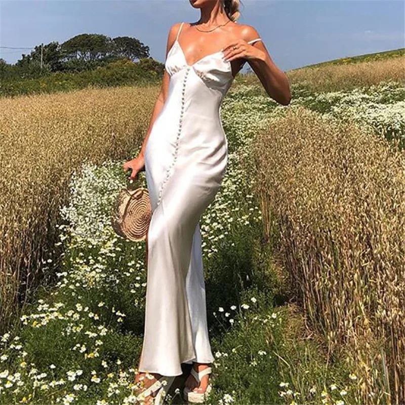 Women Sexy Sleeveless Sling Dress Summer Holiday Casual Tight Solid Dresses White Elegant V-neck High Waist Split Long Dresses
Women Sexy Sleeveless Sling Dress Summer Holiday Casual Tight Solid Dresses White Elegant V-neck High Waist Split Long Dresses