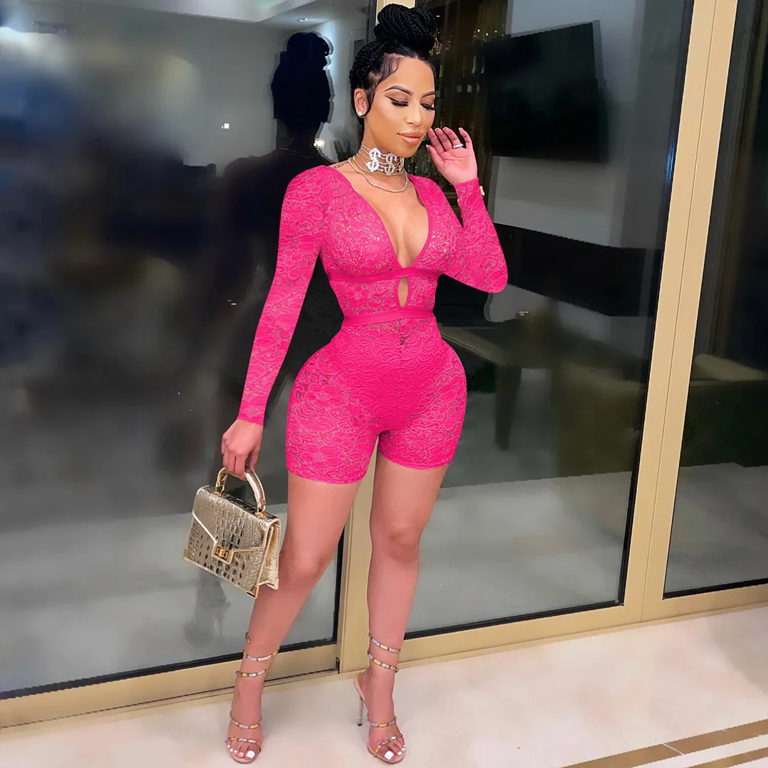 Lace Long Sleeve Bodycon Romper Jumpsuit See Through Sexy Costumes Birthday Outfits for Women Clubwear Dropshipping
Lace Long Sleeve Bodycon Romper Jumpsuit See Through Sexy Costumes Birthday Outfits for Women Clubwear Dropshipping