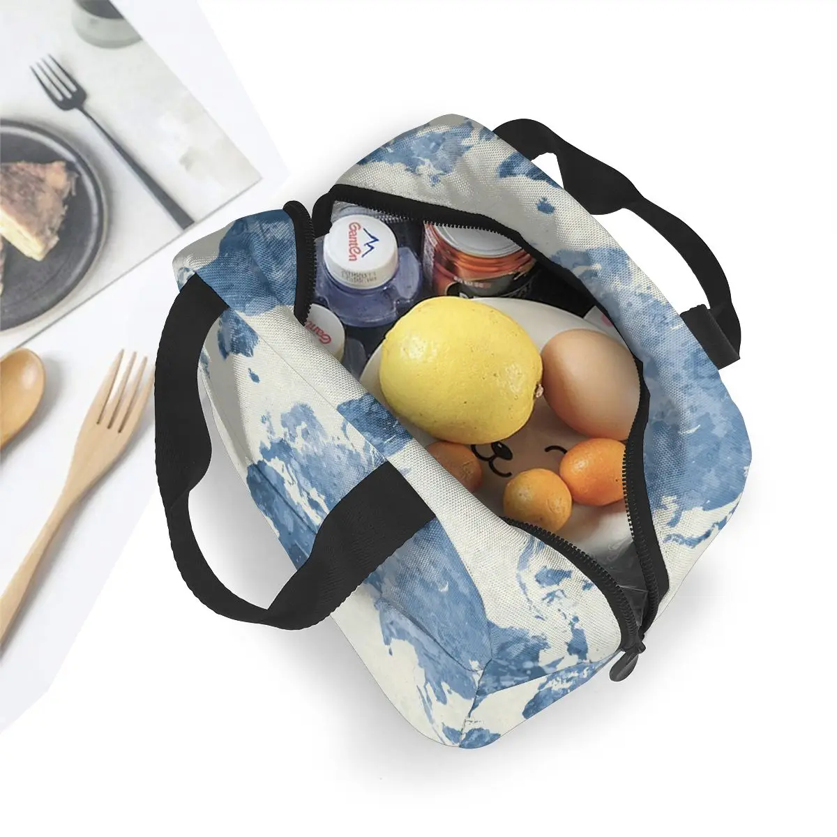 World Map Blue Lunch Food Box Bag Fashion Insulated Thermal Picnic for Women kids Men Cooler Tote | Багаж и сумки