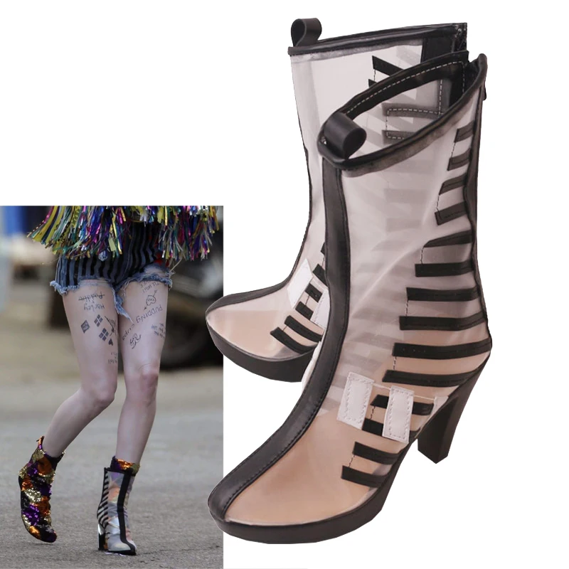 CostumeBuy Quinzel Shoes the Fantabulous Emancipation of One Harleen Quinn Bad Girl Cosplay Boots Costume accessory Custom Made 
CostumeBuy Quinzel Shoes the Fantabulous Emancipation of One Harleen Quinn Bad Girl Cosplay Boots Costume accessory Custom Made