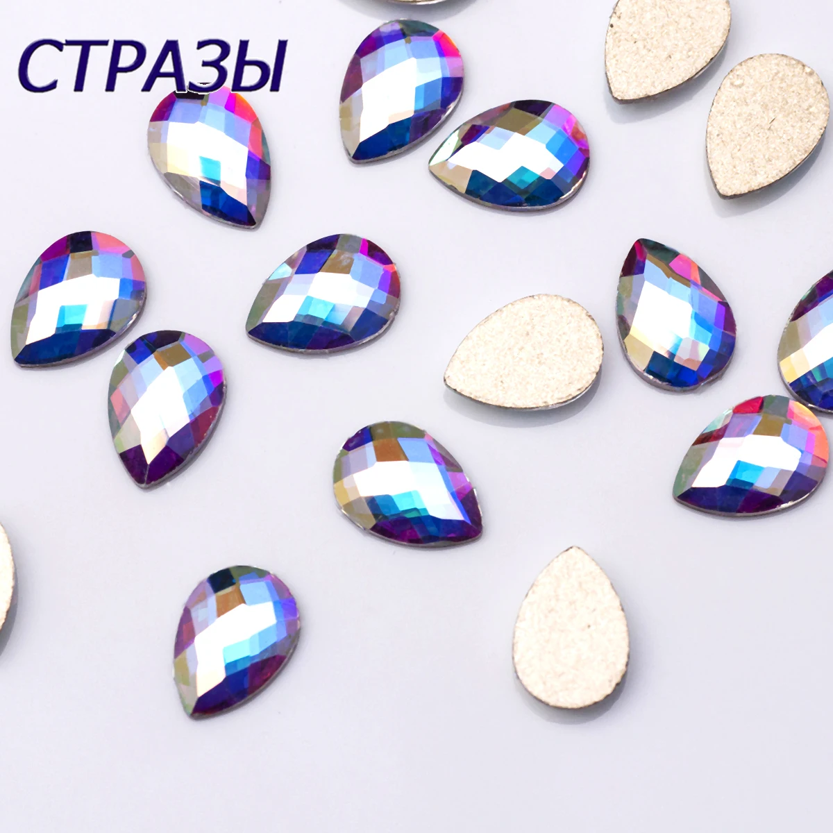 100 шт. A2155 4x6 мм 6x8 падение дизайн Форма кристально чистые с плоской задней подвески