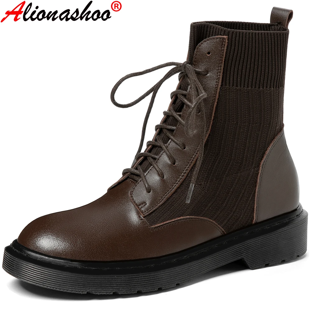 Aliona Shoo/удобная женская обувь на плоской подошве; Женские ботильоны с круглым носком и шнуровкой в стиле пэчворк; Модель 2020 года; Размеры 43 
Aliona Shoo/удобная женская обувь на плоской подошве; Женские ботильоны с круглым носком и шнуровкой в стиле пэчворк; Модель 2020 года; Размеры 43