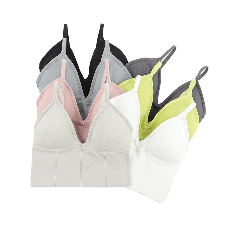 Спортивный женский бесшовный бюстгальтер с V-образным вырезом и чашками пуш-ап 
Спортивный женский бесшовный бюстгальтер с V-образным вырезом и чашками пуш-ап