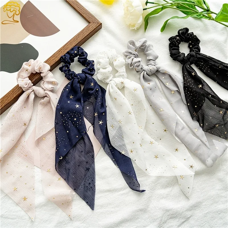 New Shiny Star Chiffon Scarf Hair Band Women Fashion Solid Color Bandana Ponytail Holder Elastic Scrunchie Ties Hair Accessories
New Shiny Star Chiffon Scarf Hair Band Women Fashion Solid Color Bandana Ponytail Holder Elastic Scrunchie Ties Hair Accessories