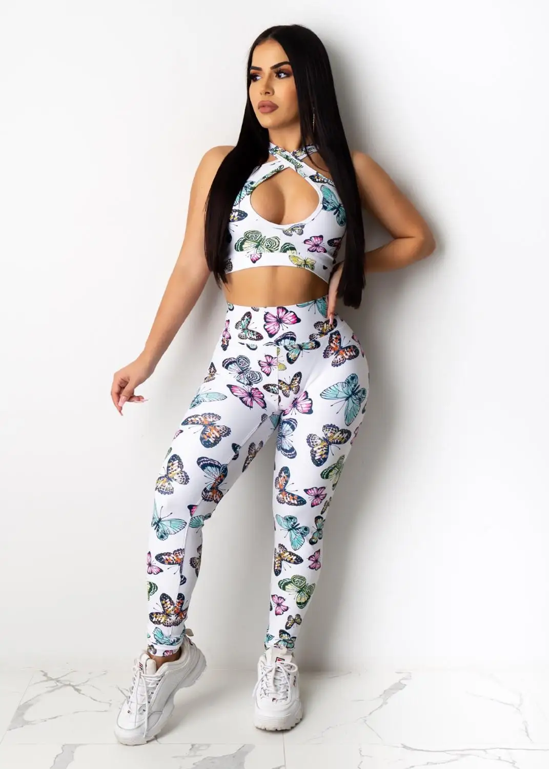 Multicolor print two piece set newon summer casual femme suit women tracksuit hollow-out short tank top and leggings trousers
Multicolor print two piece set newon summer casual femme suit women tracksuit hollow-out short tank top and leggings trousers