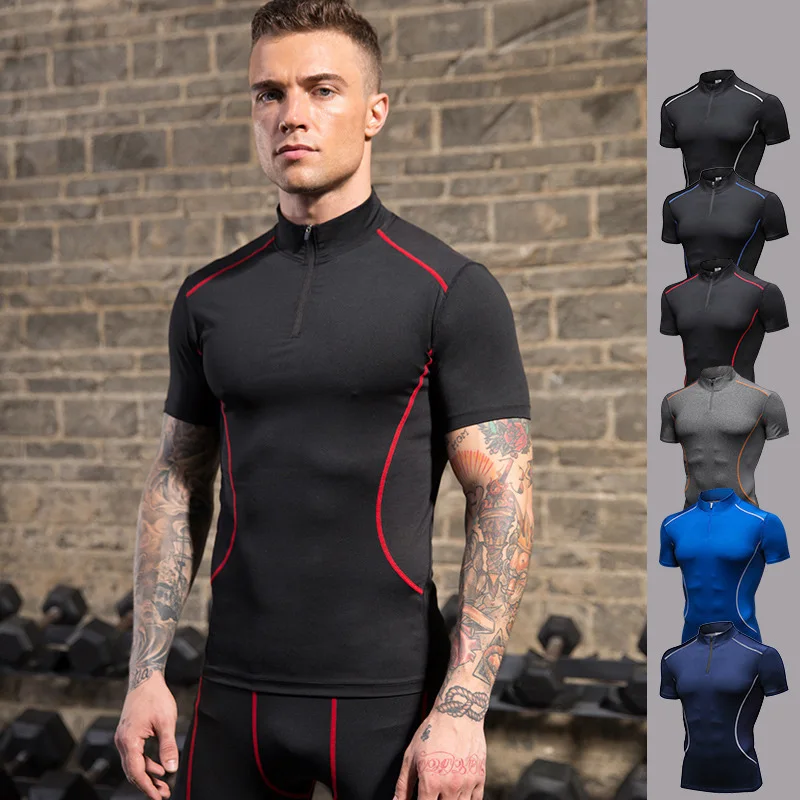 Men's Stand Collar Sports Quick-drying Stretch T-shirt Men Sports Fitness Short Sleeve Tee Shirts Casual Running Clothes Sleeve
Men's Stand Collar Sports Quick-drying Stretch T-shirt Men Sports Fitness Short Sleeve Tee Shirts Casual Running Clothes Sleeve