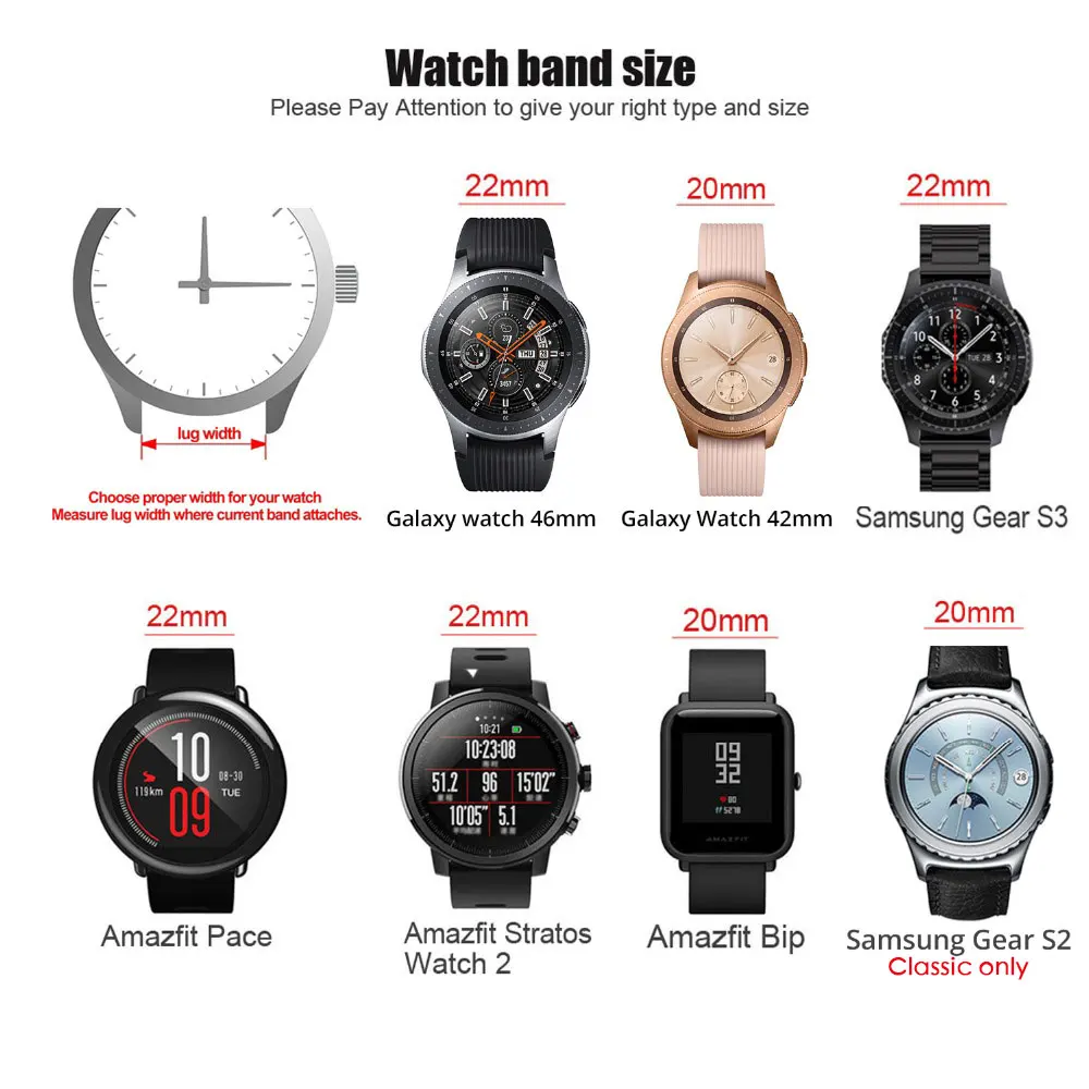 Ремешок Миланская петля для Amazfit Bip S браслет из нержавеющей стали Samsung galaxy watch 46 мм