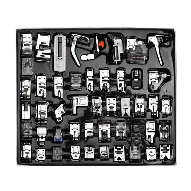 48 Pcs Iron Sewing Machine Presser Foot Set Silver Multifunction Embroidery Quilting Darning Universal Freedom Embroidery Parts
48 Pcs Iron Sewing Machine Presser Foot Set Silver Multifunction Embroidery Quilting Darning Universal Freedom Embroidery Parts
