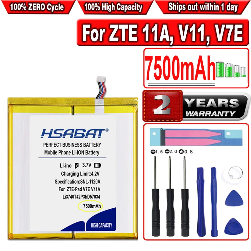 Аккумулятор HSABAT 7500 мАч LI3768T42P5HC8B645 для планшетного ПК ZTE V11 V11A V7E
Аккумулятор HSABAT 7500 мАч LI3768T42P5HC8B645 для планшетного ПК ZTE V11 V11A V7E