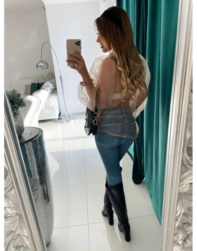 Brand New Women See Through Sleeve Sheer Mesh Polka Dot Blouse Tops OL Puff Long Sleeve Shirt V-neck Button Shirts Blouses
Brand New Women See Through Sleeve Sheer Mesh Polka Dot Blouse Tops OL Puff Long Sleeve Shirt V-neck Button Shirts Blouses