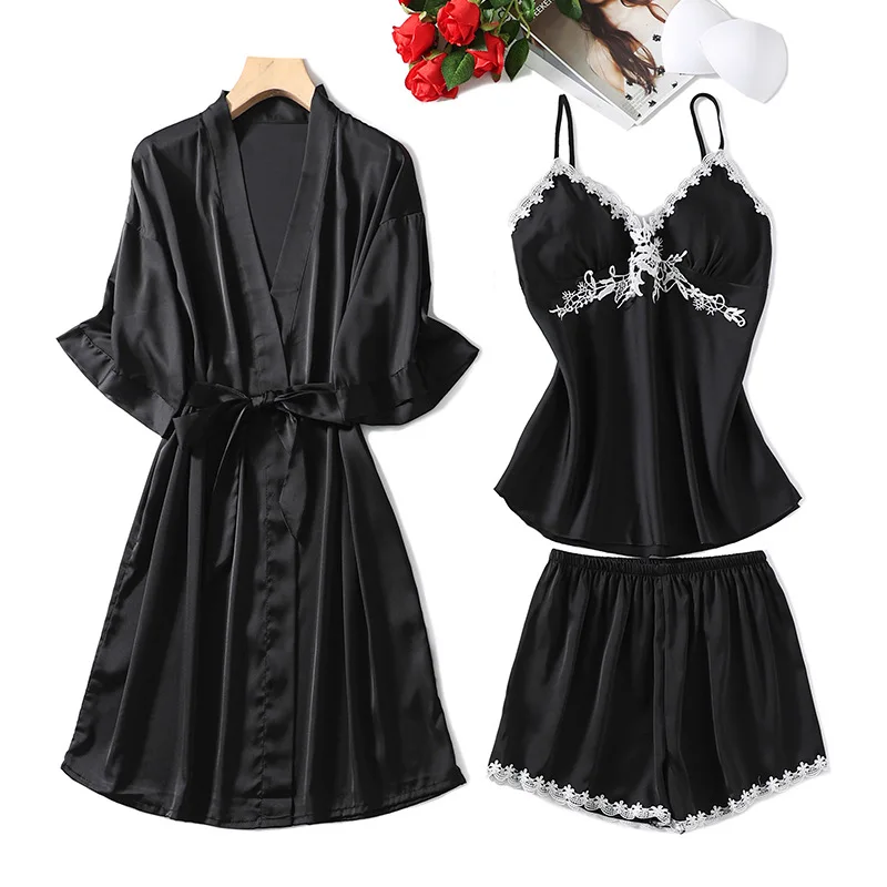 FZSLCYIYI 3/2Pcs Embroidery Applique Pajamas Sleepwear Sexy Satin Silk Homewear Sleep Lounge With Chest Pads Nightwear
FZSLCYIYI 3/2Pcs Embroidery Applique Pajamas Sleepwear Sexy Satin Silk Homewear Sleep Lounge With Chest Pads Nightwear
