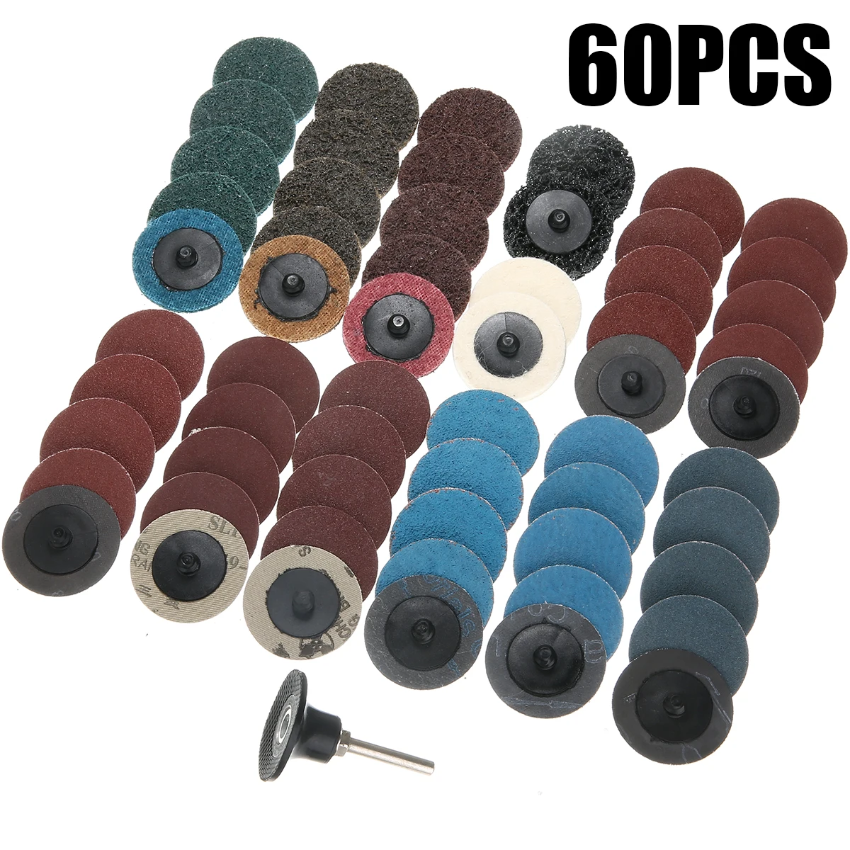 60Pcs/Set 2 inch 50mm Roll Lock Surface Sanding Discs Pad Polishing Sandpaper For Woodworking Metal Rotary Tools
60Pcs/Set 2 inch 50mm Roll Lock Surface Sanding Discs Pad Polishing Sandpaper For Woodworking Metal Rotary Tools