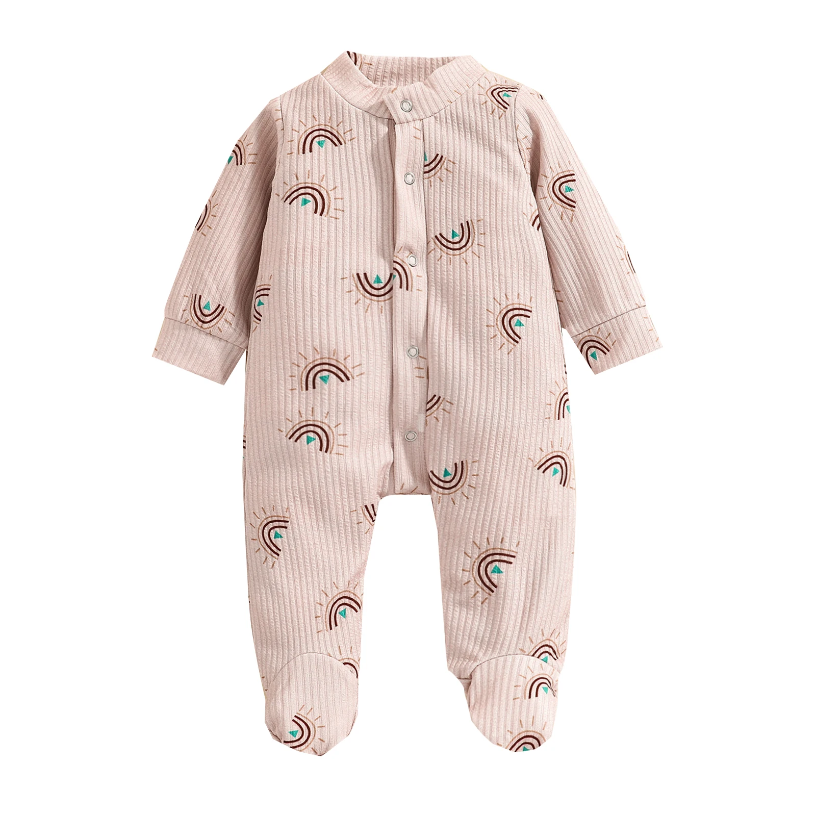Baby Boys Girls Casual Long Sleeve Footed Jumpsuit Fashion Rainbow Printing Round Neck Long Romper For Newborn Babies
Baby Boys Girls Casual Long Sleeve Footed Jumpsuit Fashion Rainbow Printing Round Neck Long Romper For Newborn Babies