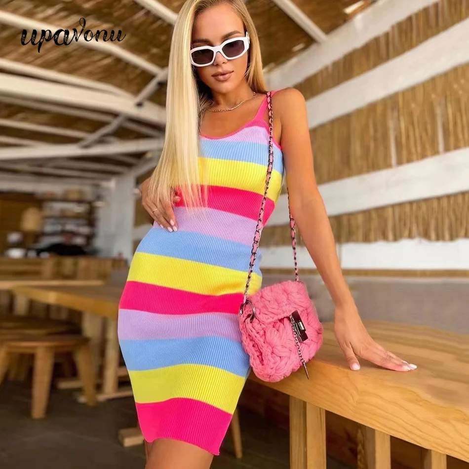 Free Shipping Fashion Color Striped Knit Dress Women's Sling Sleeveless Bodycon Dresses 2022 New Summer Casual Party Vestidos
Free Shipping Fashion Color Striped Knit Dress Women's Sling Sleeveless Bodycon Dresses 2022 New Summer Casual Party Vestidos