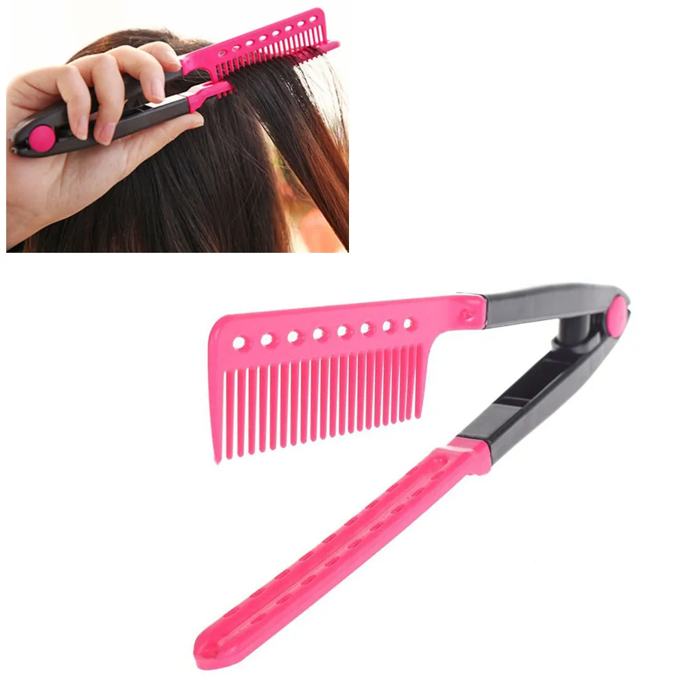 

1PC Fashion Hair Combs V Type Hair Straightener Comb DIY Salon Haircut Hairdressing Styling Tool Barber Anti-static Brush