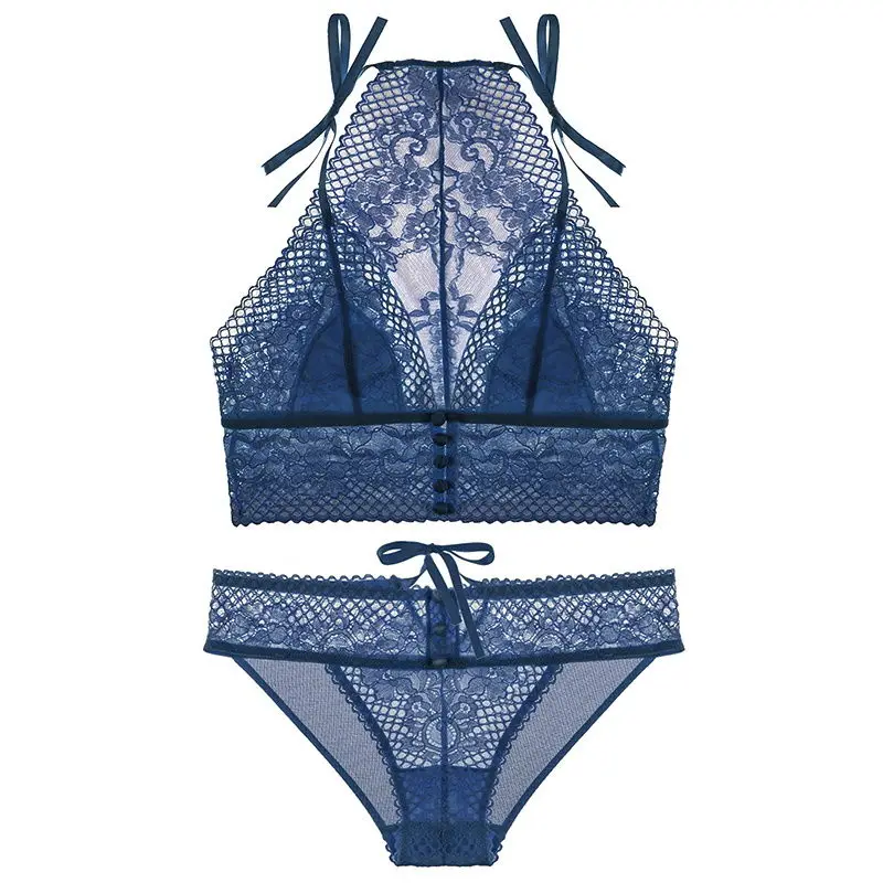 Women Sexy Lace Bra Set Ultra-thin Lace-up Vest-style Underwear Female Front Button No Steel Ring Bra Set Underwear Suit
Women Sexy Lace Bra Set Ultra-thin Lace-up Vest-style Underwear Female Front Button No Steel Ring Bra Set Underwear Suit