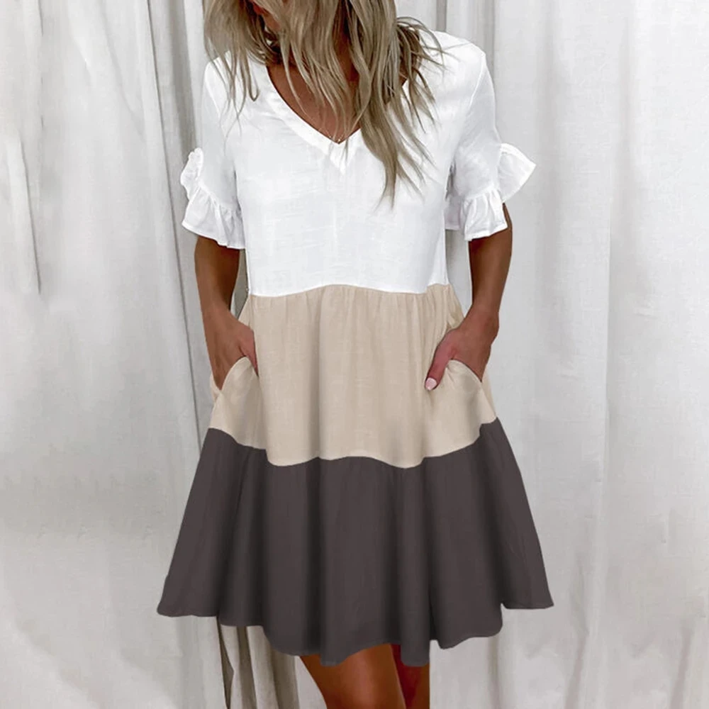 Summer Women Ruffles Mini Dress 2021 Fashion V-Neck Floral Print Pockets Dress Casual Plus Size Short Sleeve Loose Beach Dresses
Summer Women Ruffles Mini Dress 2021 Fashion V-Neck Floral Print Pockets Dress Casual Plus Size Short Sleeve Loose Beach Dresses