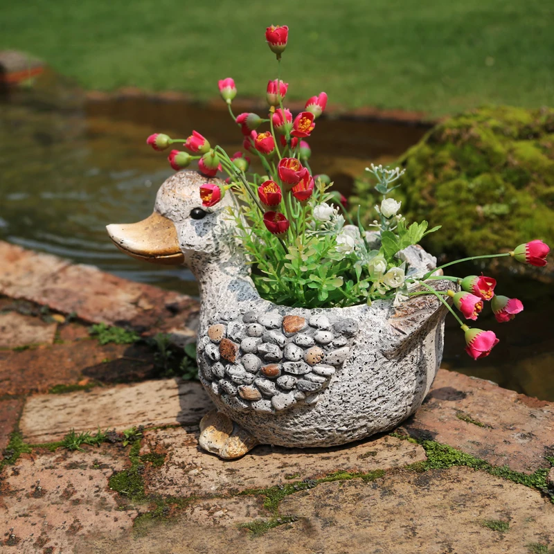 

Duck Animal Cute Flower Pot Creative Personality Bonsai Garden Decoration Pastoral Courtyard Succulent Plants Potted Furnishings