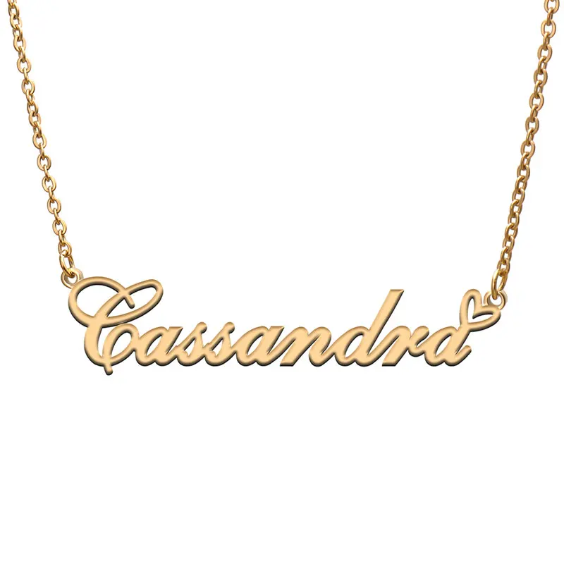 

Love Heart Cassandra Name Necklace for Women Stainless Steel Gold & Silver Nameplate Pendant Femme Mother Child Girls Gift